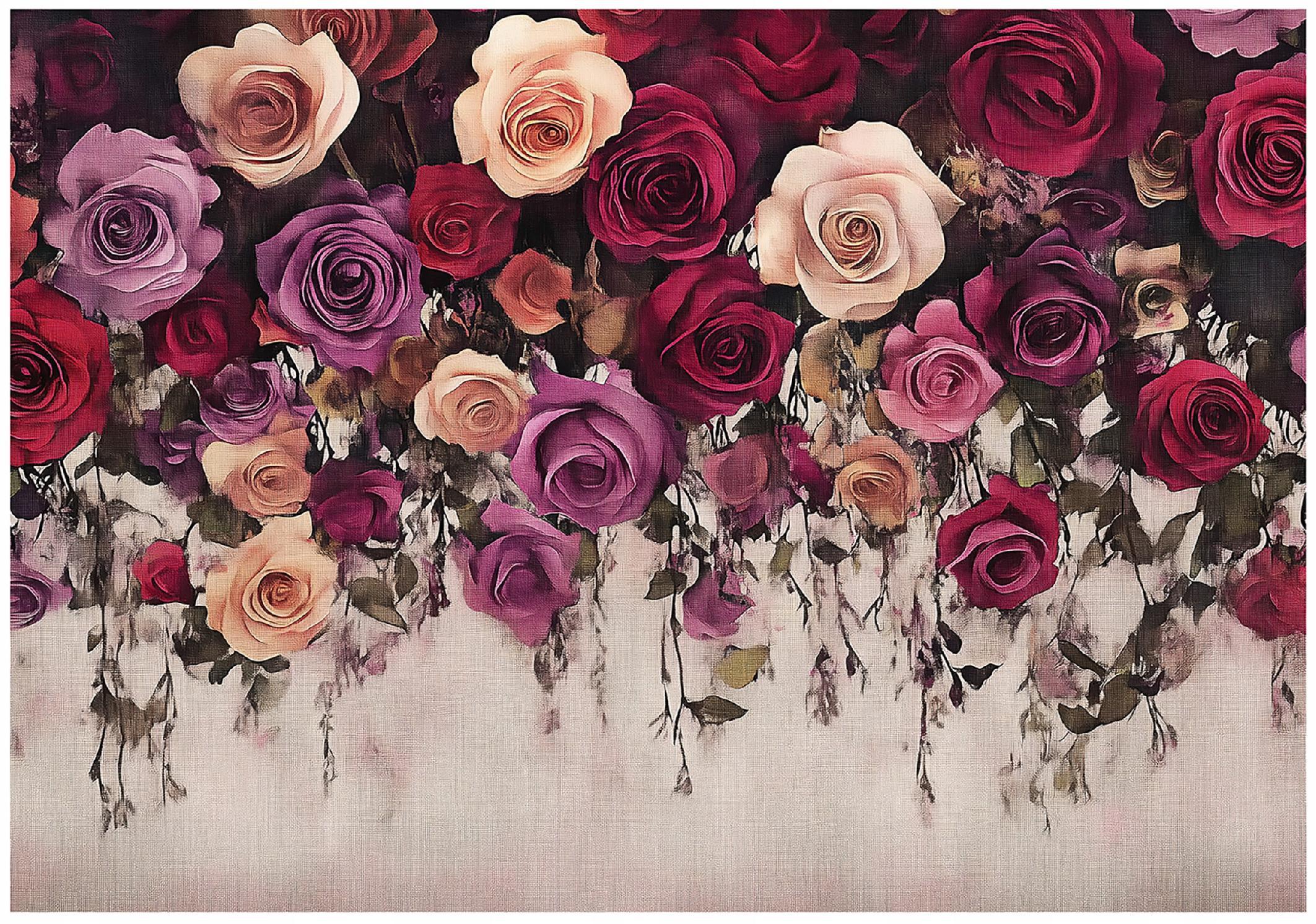 FOTOTAPETE Blumen Vintage Vlies Tapete Wohnzimmer 400x280 - Multicolor, Papier (400/280cm) - Wallarena