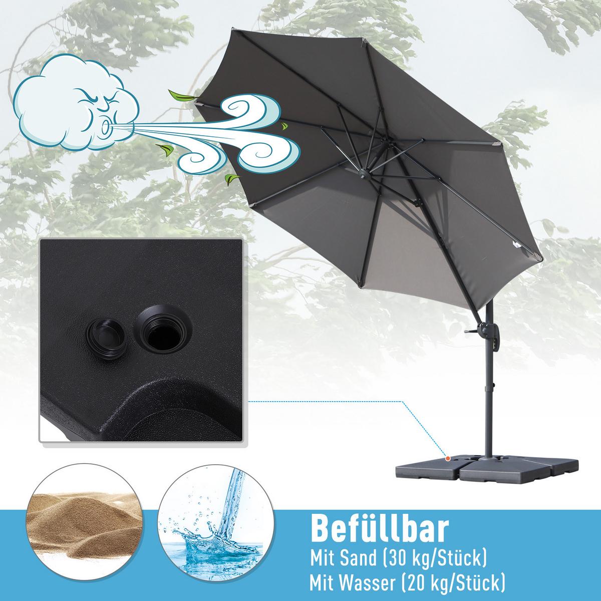 SONNENSCHIRMSTÄNDER befüllbar mit Sand Wasser HDPE-Kunststoff Schwarz Maße pro Element 51 x 51 x 12 cm bis zu 130 kg - Schwarz, Kunststoff (51/51cm) - Outsunny