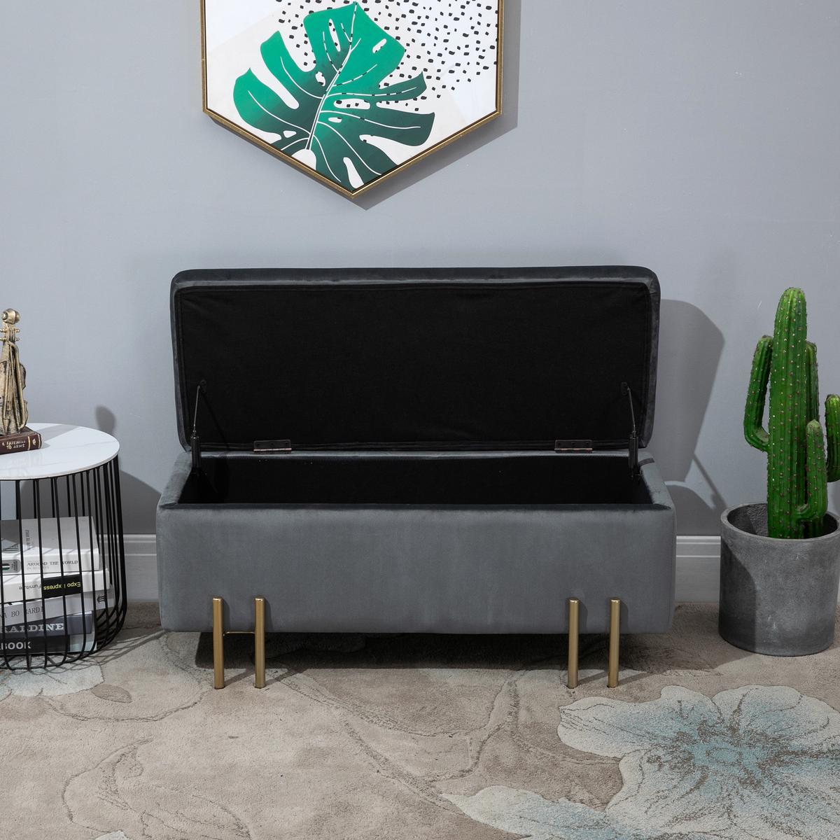 TRUHENBANK Dunkelgrau - Dunkelgrau, Textil (40/42/100cm) - HOMCOM