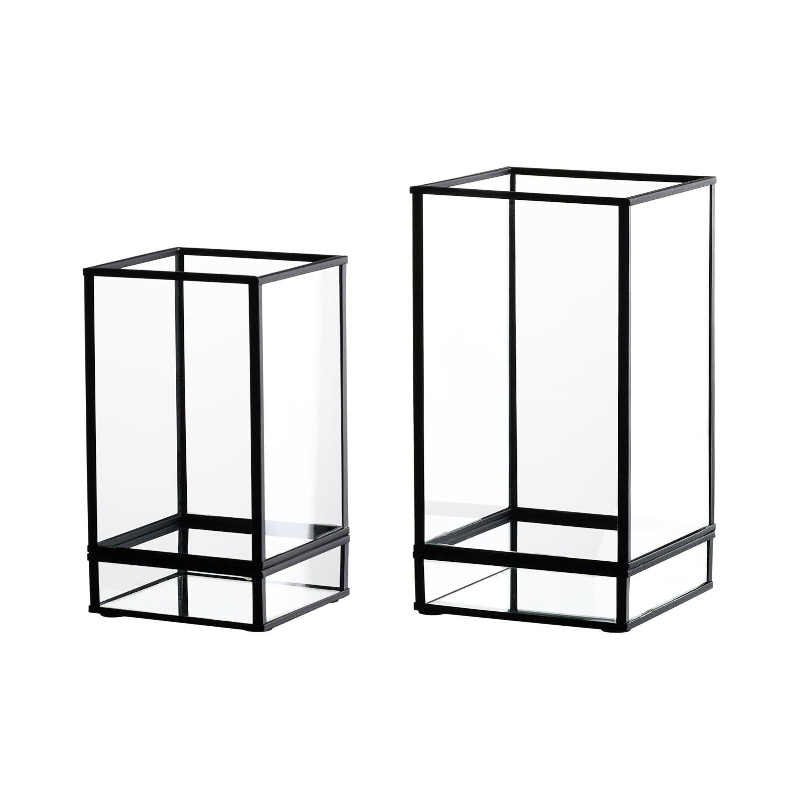 WINDLICHTER-SET Nero 2-tlg. - Transparent/Schwarz, Glas/Metall (2/2/2cm) - Ritzenhoff Breker