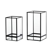 WINDLICHTER-SET Nero 2-tlg. - Transparent/Schwarz, Glas/Metall (2/2/2cm) - Ritzenhoff Breker