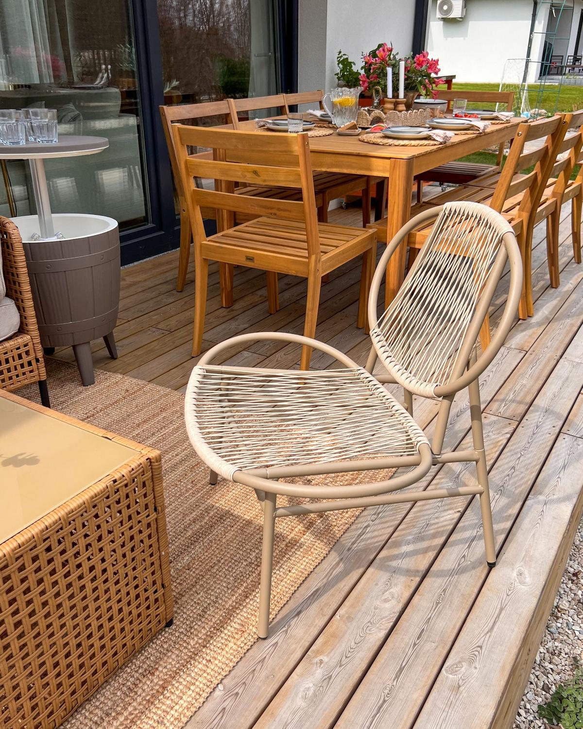 GARTENSTUHL Beige Ovaro - Beige, Kunststoff (74/78/68cm) - Beliani