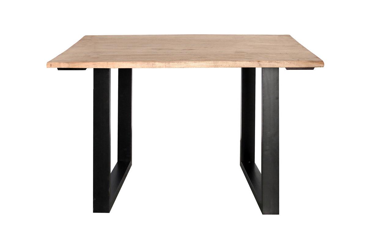 ESSTISCH LORE Holz Akazie - Zwetschgeholzfarben/Schwarz, Holz/Metall (90/140/77cm) - KAWOLA