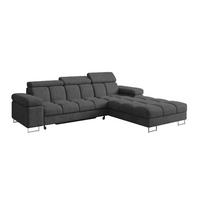 ECKSOFA mit Schlaffunktion Ottomane Rechts COMA L 271x203x79 Dunkelgrau Velours - Dunkelgrau, Holzwerkstoff/Textil (203/271cm) - ALTDECOR
