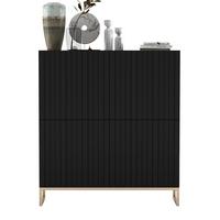 KOMMODE Elpis 4D Schwarz Matt Glamour 112 cm - Goldfarben/Schwarz, Holzwerkstoff/Metall (112/126/36.5cm) - Meble Lindner