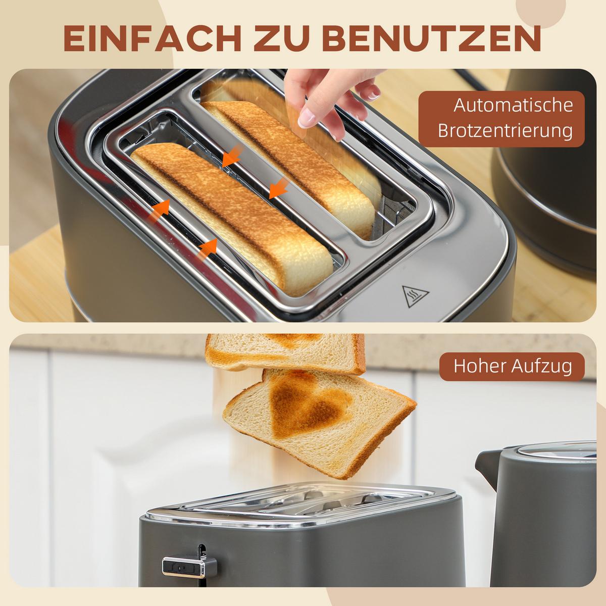 KOCHER-TOASTER-SET 2er Set Stahl Kunststoff Grau - Grau, Kunststoff (16/24.3/21.2cm) - HOMCOM