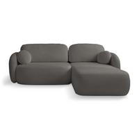 ECKSOFA AMICO R-S Grau Geflochtener Stoff mit Schlaffunktion - Grau, Holz (248/174cm) - MASSENO