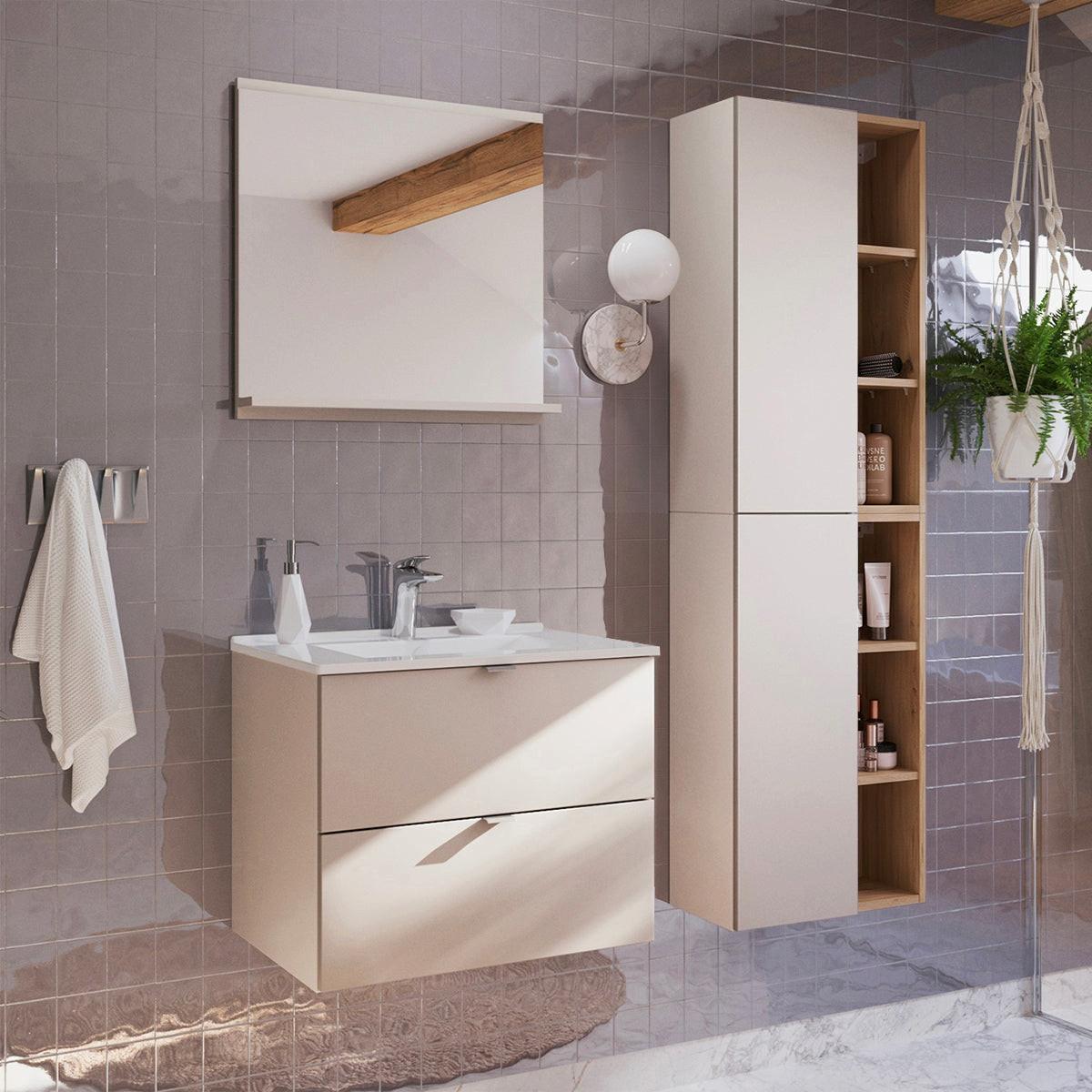 BADMÖBEL 60cm Azel 2er-Set Kaschmir - Beige, Holzwerkstoff (60/50/46cm) - Petits-meubles