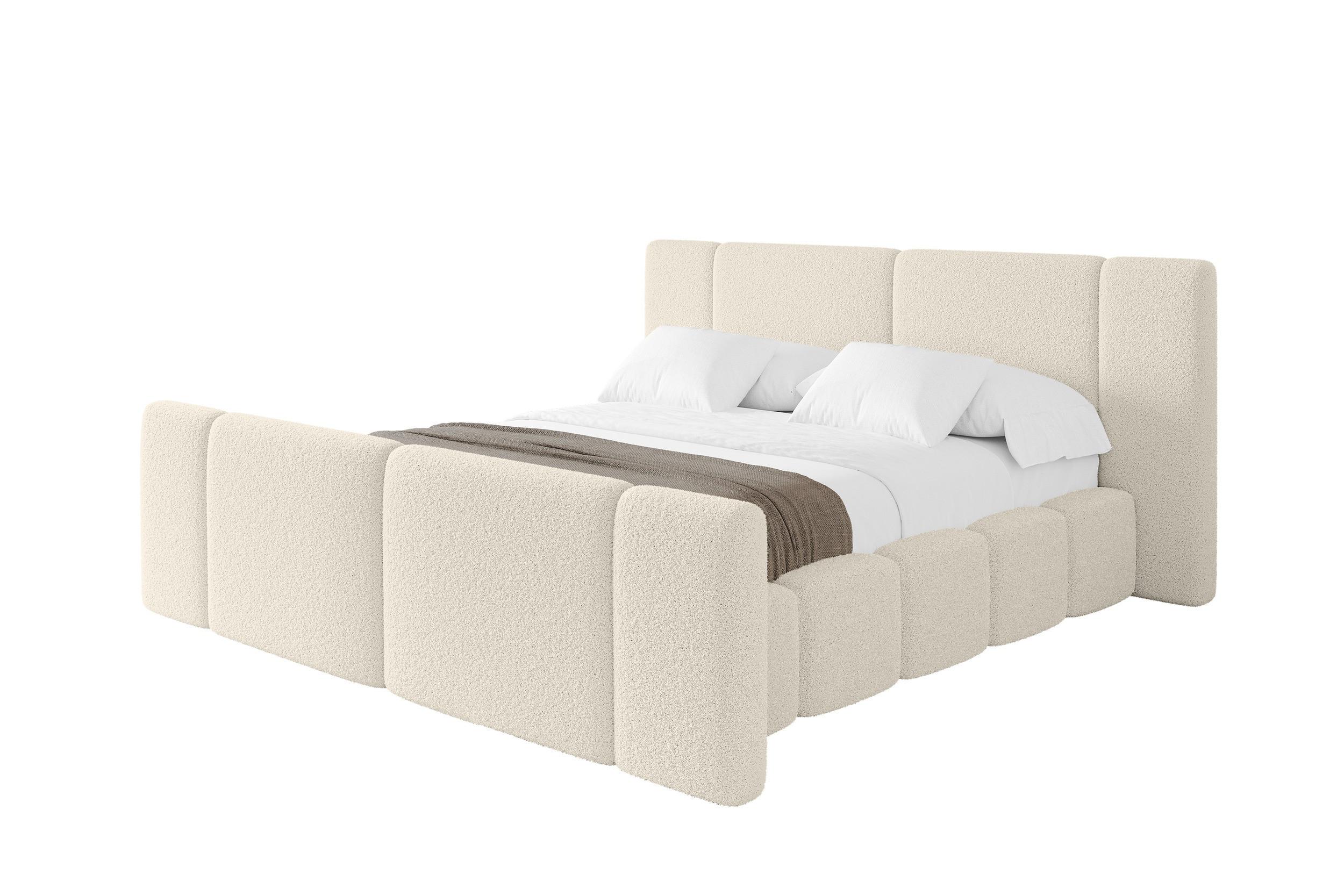 POLSTERBETT mit Bettkasten, Fußteil und Lattenrost, Boxbett ohne Matratze - NILO-Z 120x200 Beige - Beige, Holzwerkstoff/Textil (120/200cm) - ALTDECOR