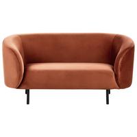 2-SITZER-SOFA Samtstoff orange/schwarz Loen - Schwarz/Orange, Textil (155/79/70cm) - Beliani