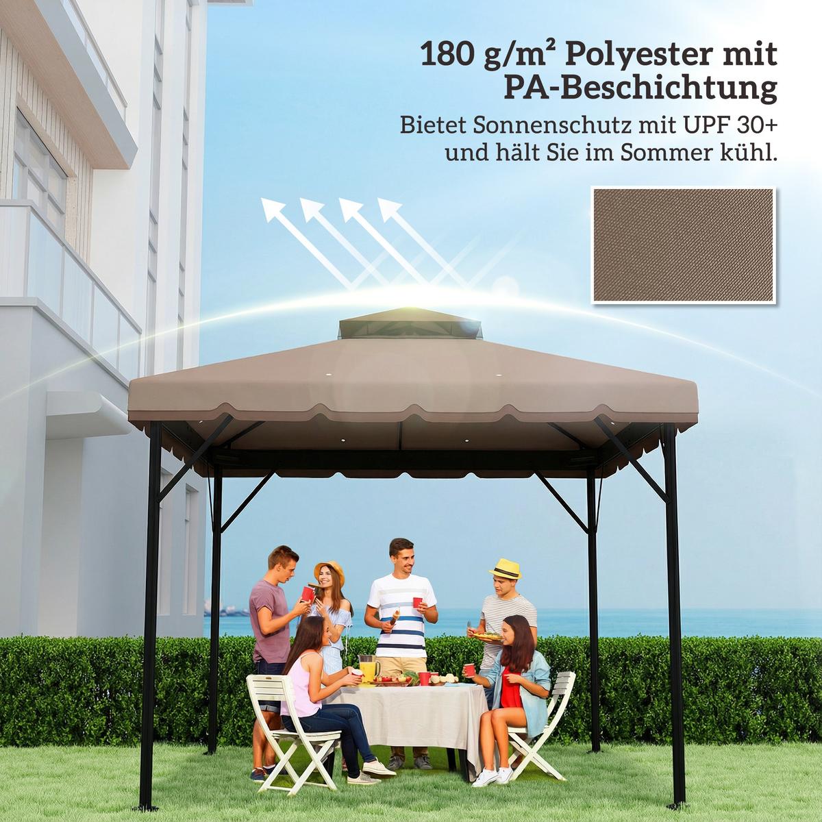 PAVILLON-ERSATZDACH Polyester Khaki Braun - Braun, Textil (300/1/300cm) - Outsunny