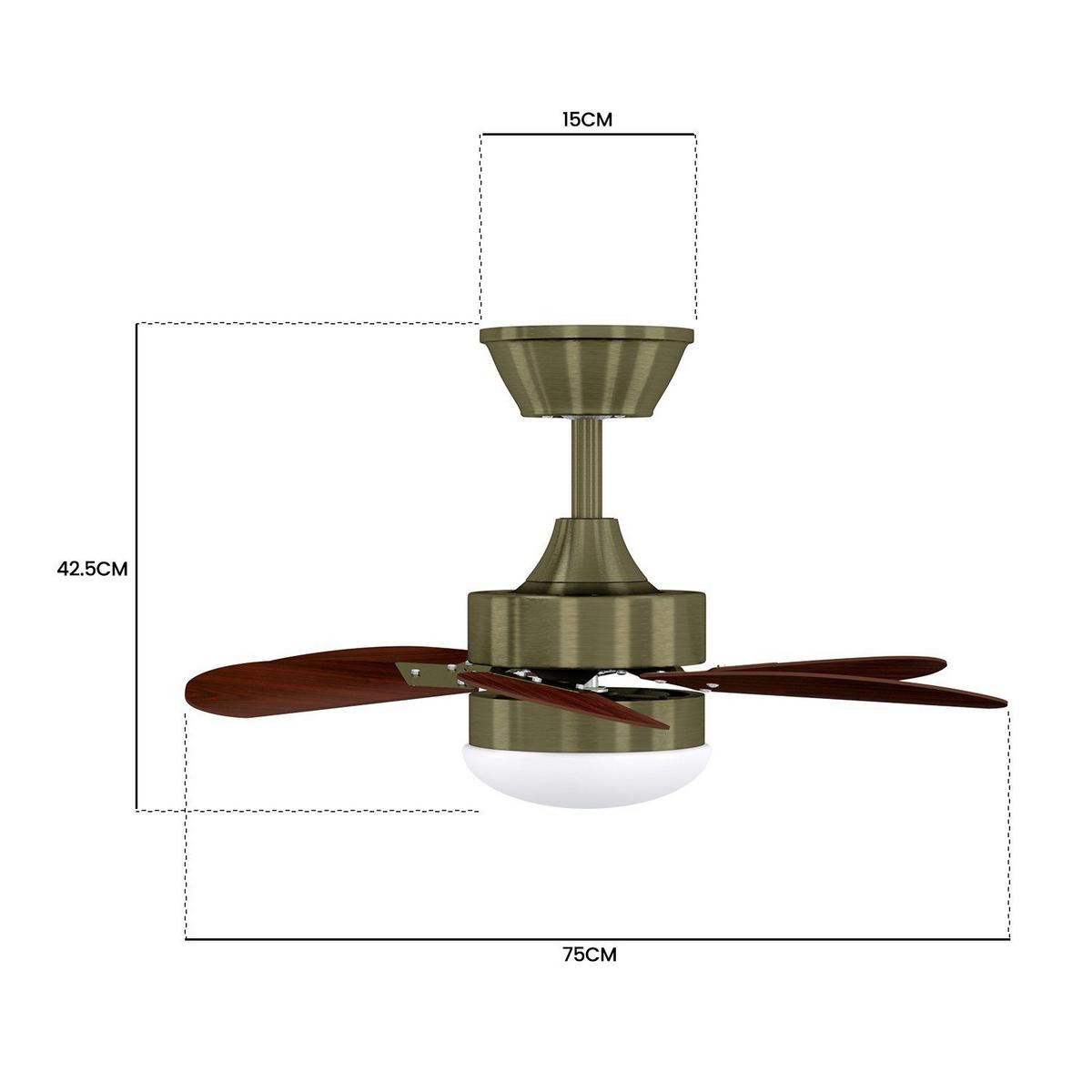 DECKENVENTILATOR Emmerich II 75/75/43cm - Walnussfarben, Metall (75/75/43cm) - Nettlife