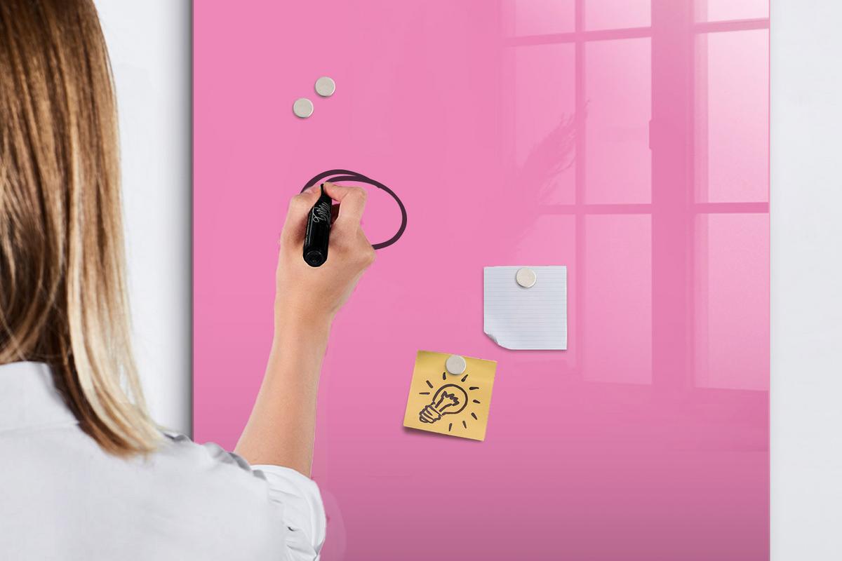 MAGNETTAFEL 70x100 Rosa schwarzer Marker - Pink, Glas (70/0.4/100cm) - TULUP