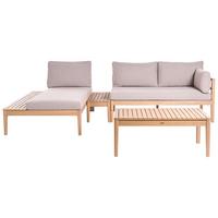 LOUNGE-SET mit Tisch 3-Sitzer Akazienholz Hellbraun Talla - Hellbraun/Beige, Holz - Beliani