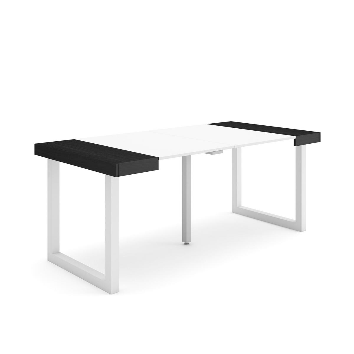KONSOLENTISCH ausziehbar 58 bis 180cm, für 8 Gäste, weiß schwarz, 90/58/73cm - Schwarz/Weiß, Holzwerkstoff (90/180/73cm) - Skraut Home