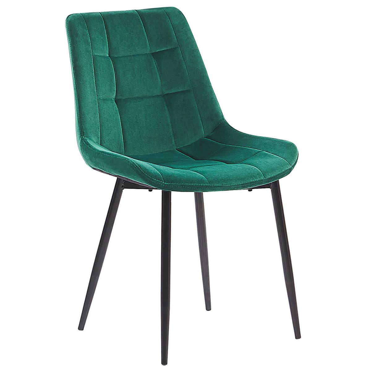 ESSZIMMERSTUHL 2er-Set Samtstoff Grün Melrose - Grün, Textil/Metall (51/82/59cm) - Beliani