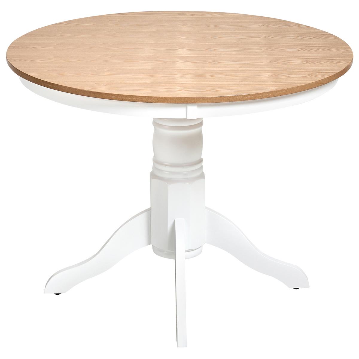 ESSTISCH Helle Esche 100/100 cm Holz Akron - Hellbraun/Weiß, Holz (100/100/76cm) - Beliani