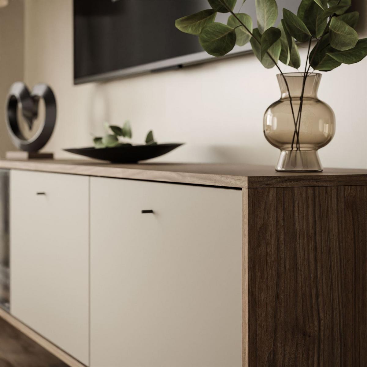 TV-SCHRANK ISA mit LED-Beleuchtung - Eichefarben, Holzwerkstoff (185/63/40cm) - Lookway