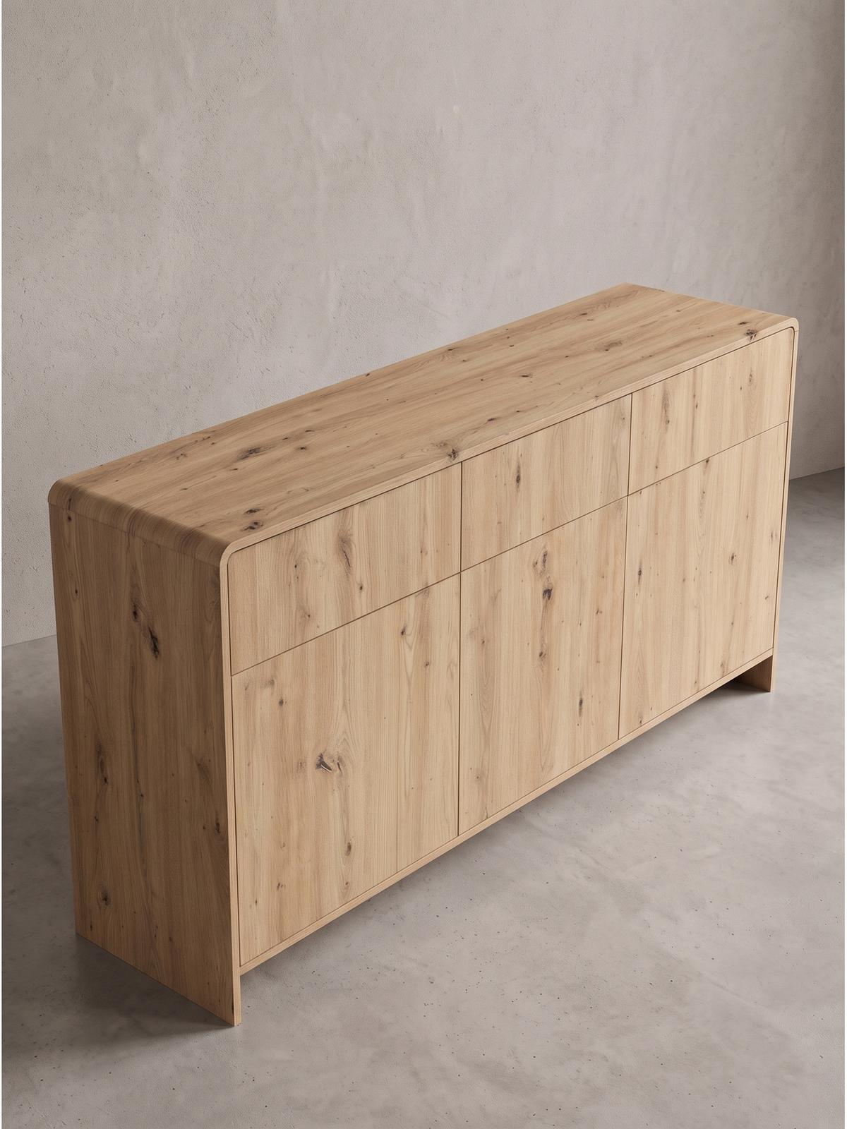 SIDEBOARD CALELLA, MDF, in Eichenoptik, 155,2 x 40 x 76 cm - Hellbraun/Braun, Holzwerkstoff (155.2/76/40cm) - KADIMA DESIGN