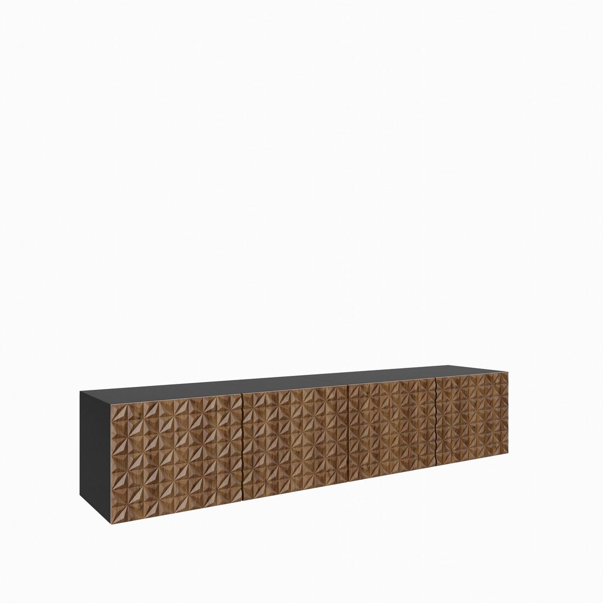 LOWBOARD ROVA 200/41/40 cm, Hängender TV-Schrank Schwarz / Eichefarben - Eichefarben/Schwarz, Holzwerkstoff (200/41/40cm) - MASSENO