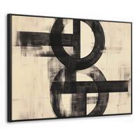LEINWAND Bilder mit Rahmen - Kreise - Balken - Schwarz - Abstrakt - 80x60 - Schwarz, Textil (80/60cm) - MuchoWow