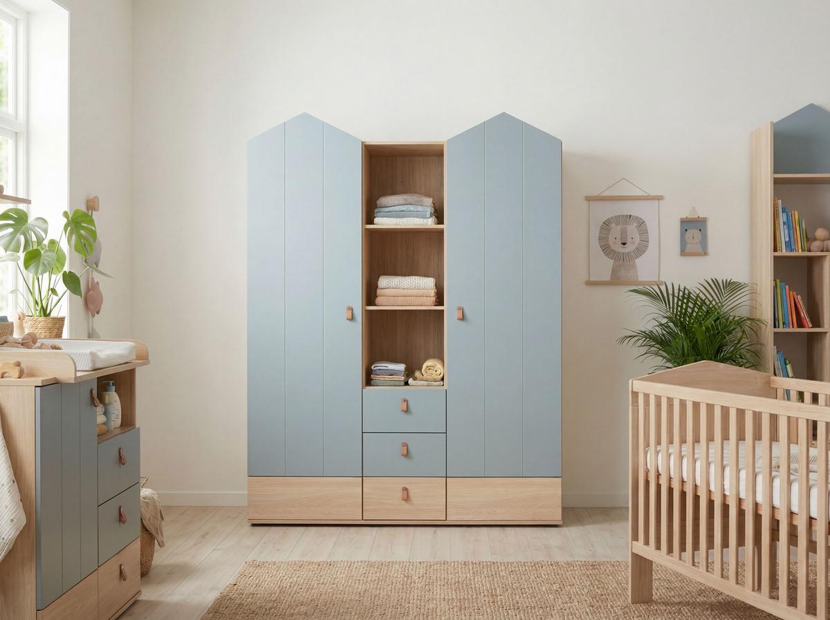 KLEIDERSCHRANK Roofy - Salbeigrün/Eichefarben, Leder/Holz (150/200/51cm) - arthur berndt
