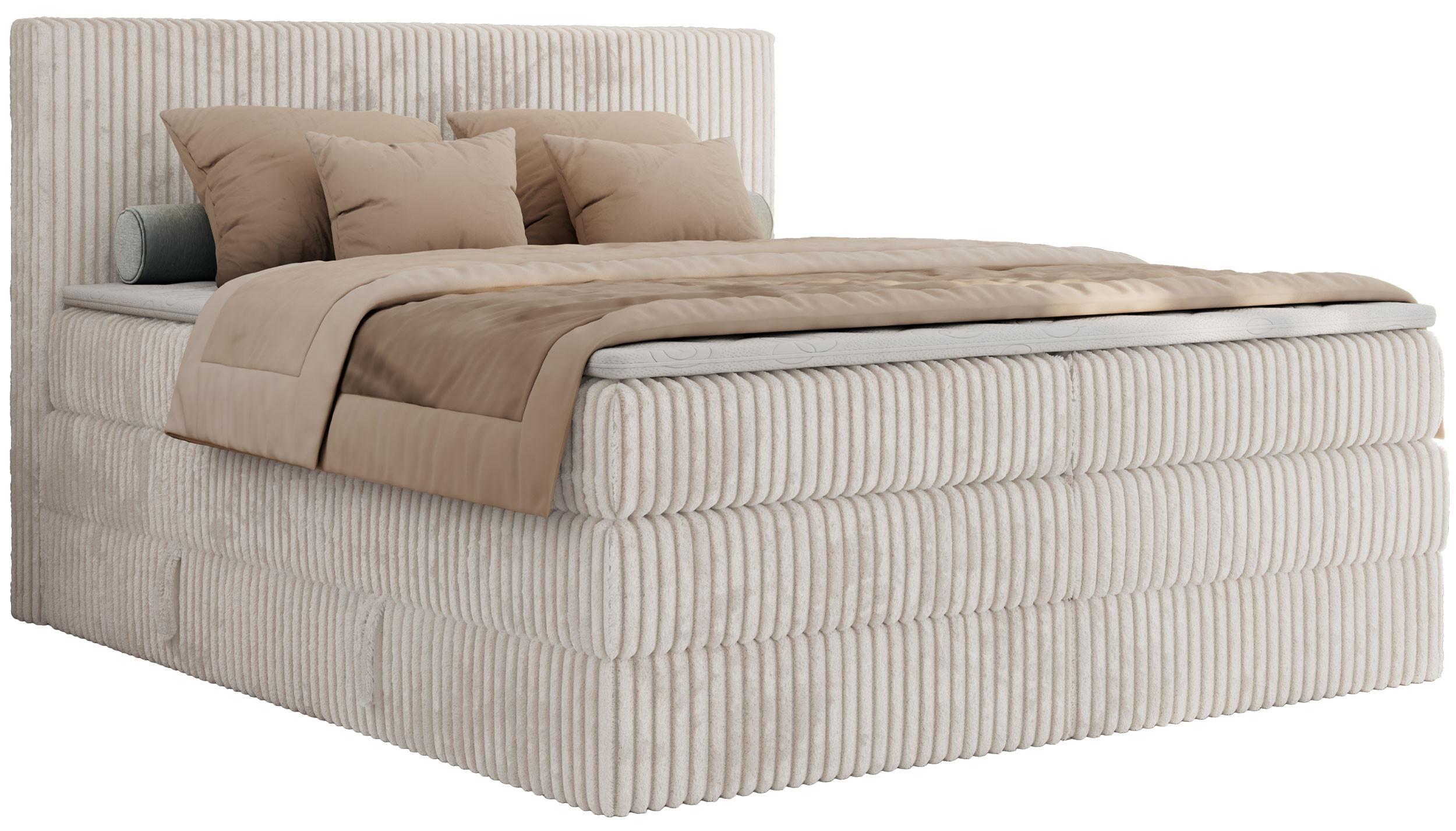 BOXSPRINGBETT TILIANO KING - 200/200 - Beige Cord - H4 - Beige, Holz/Textil (200/200cm) - MKS