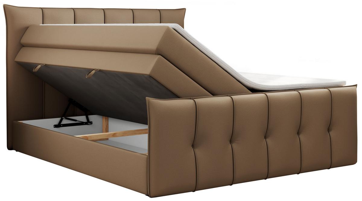 BOXSPRINGBETT PREMIUM 11 KING 160/200 Braun Kunstleder - H3 - Braun, Holz/Textil (160/200cm) - MKS
