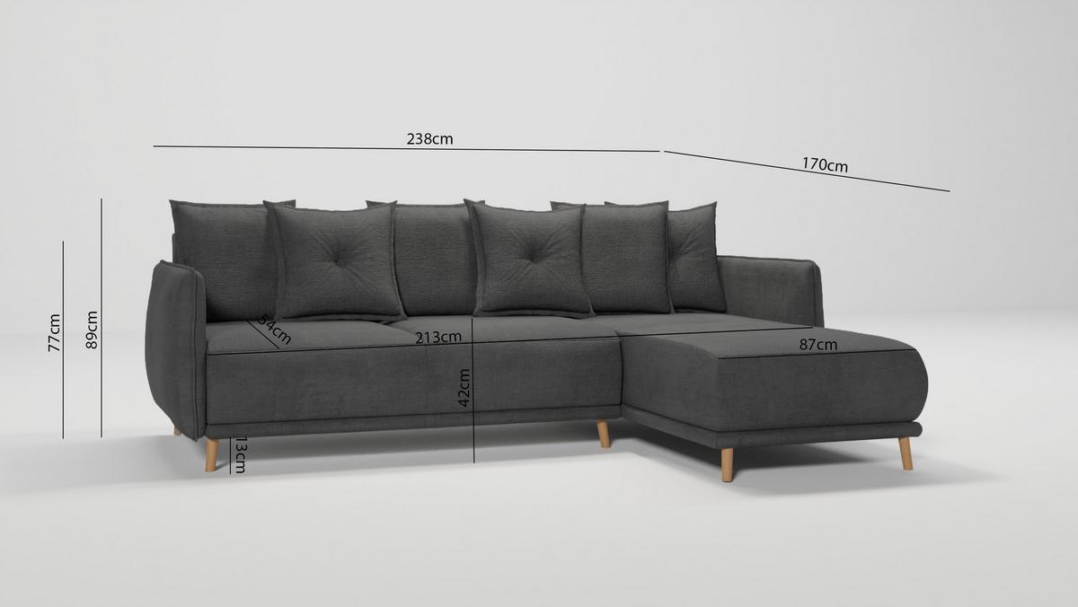 ECKSOFA Chroma Graphit Luxusmicrofaser - Graphitfarben/Braun, Holz/Textil (238/170cm) - S-Style Möbel