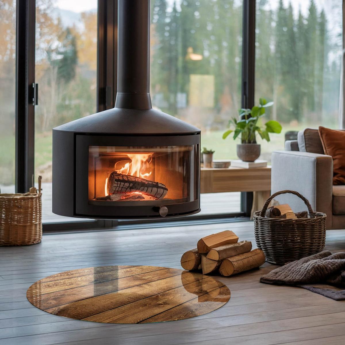 GLASPLATTE für Kamin Ø 80 cm - Braun, Glas (80/80/0.4cm) - TULUP