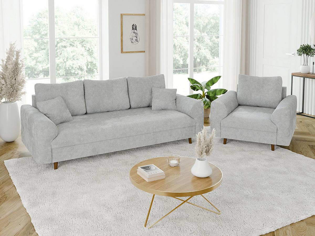 SESSEL Sigurd Hellgrau Chenille - Hellgrau/Braun, Holz/Textil (97/81/93cm) - S-Style Möbel