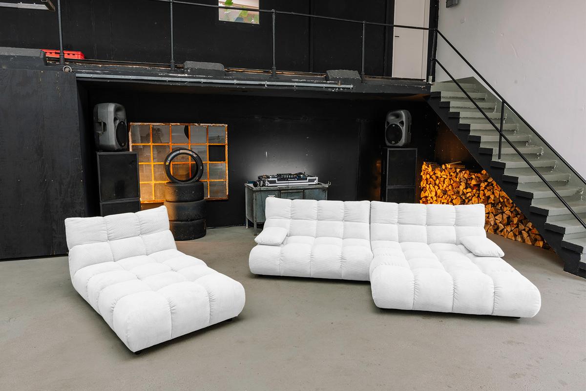 SITZGRUPPE VIVIEN 3ER SET Weiß Cord (1er-Set) - Weiß, Kunststoff/Textil (510/85/359cm) - KAWOLA