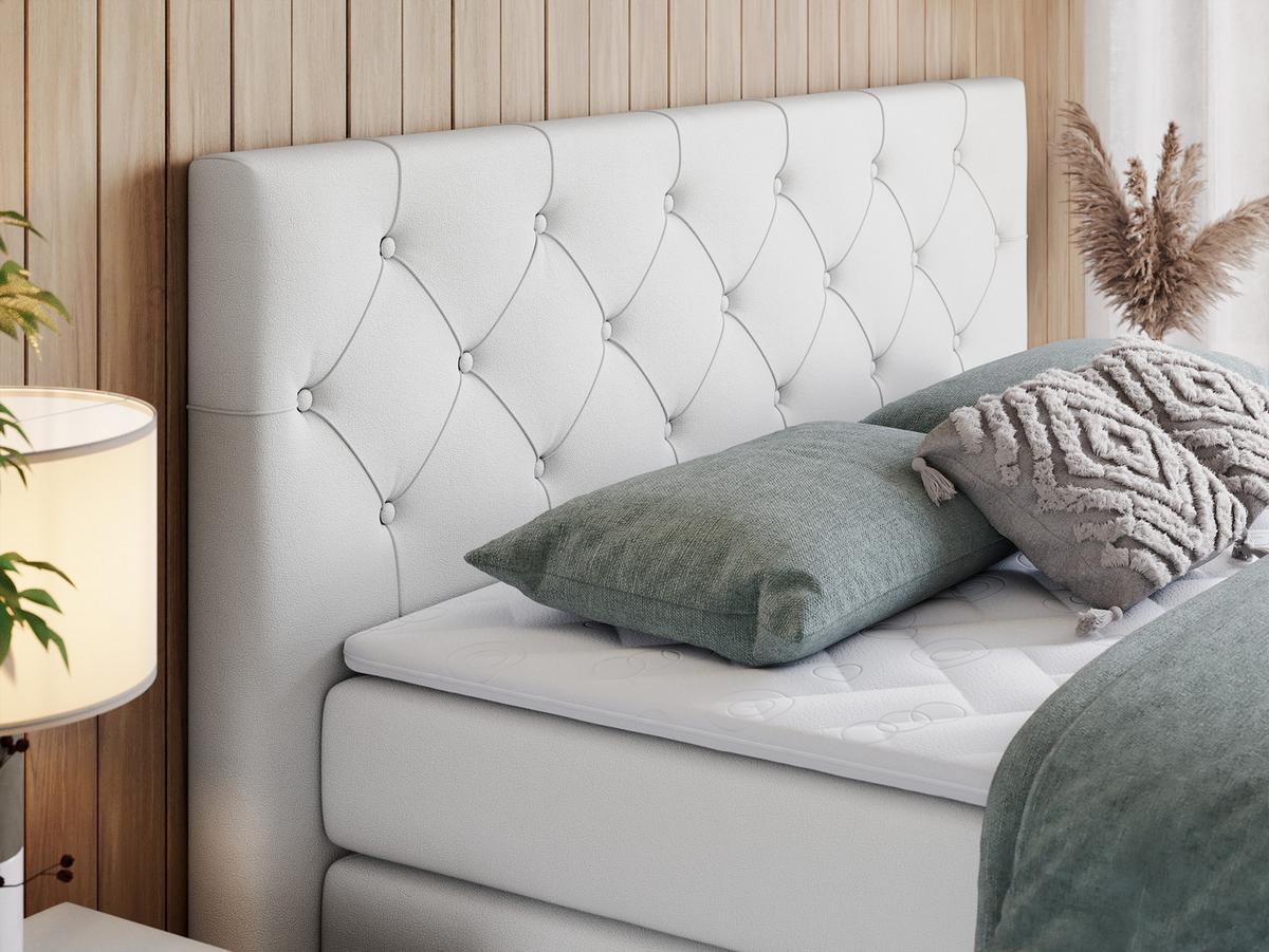 BOXSPRINGBETT KING VELEN 200/200 Weiß Kunstleder - H3 - Weiß, Holz/Textil (200/200cm) - MKS
