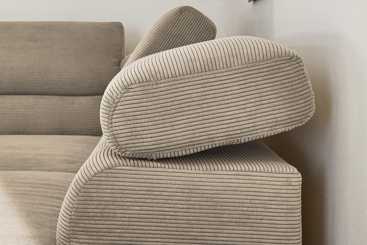 ECKSOFA DELIA Beige Cord - Beige/Schwarz, Textil/Metall (276/219cm) - KAWOLA