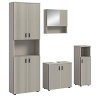 BADMÖBEL-SET Kaschmir 4-teilig 180 cm, Badkombination mit eingefräster Leistenoptik - Kaschmir/Schwarz, Glas/Holzwerkstoff (180/192/30cm) - Inn.Furn