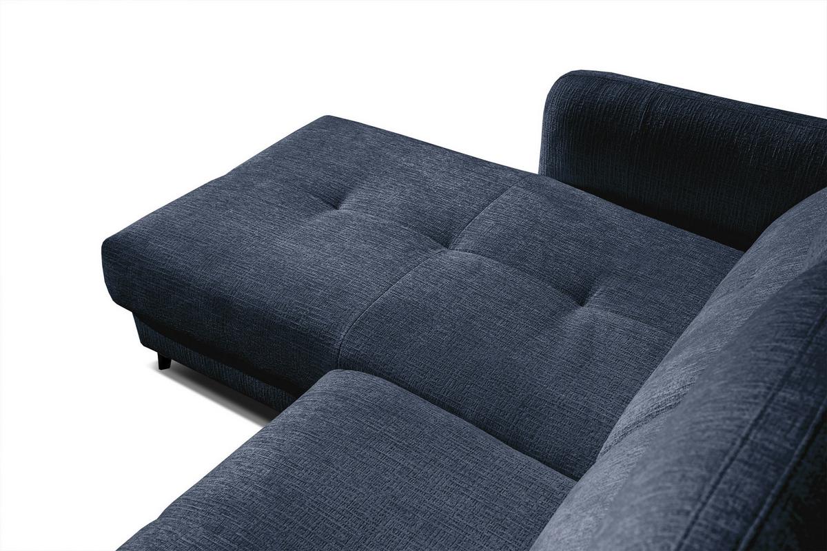 ECKSOFA SVEN 3-Sitzer, 1 Relax XL, verstellbare Kopfstützen, navy blue - Schwarz/Dunkelblau, Holzwerkstoff/Textil (256/163cm) - Wozimo