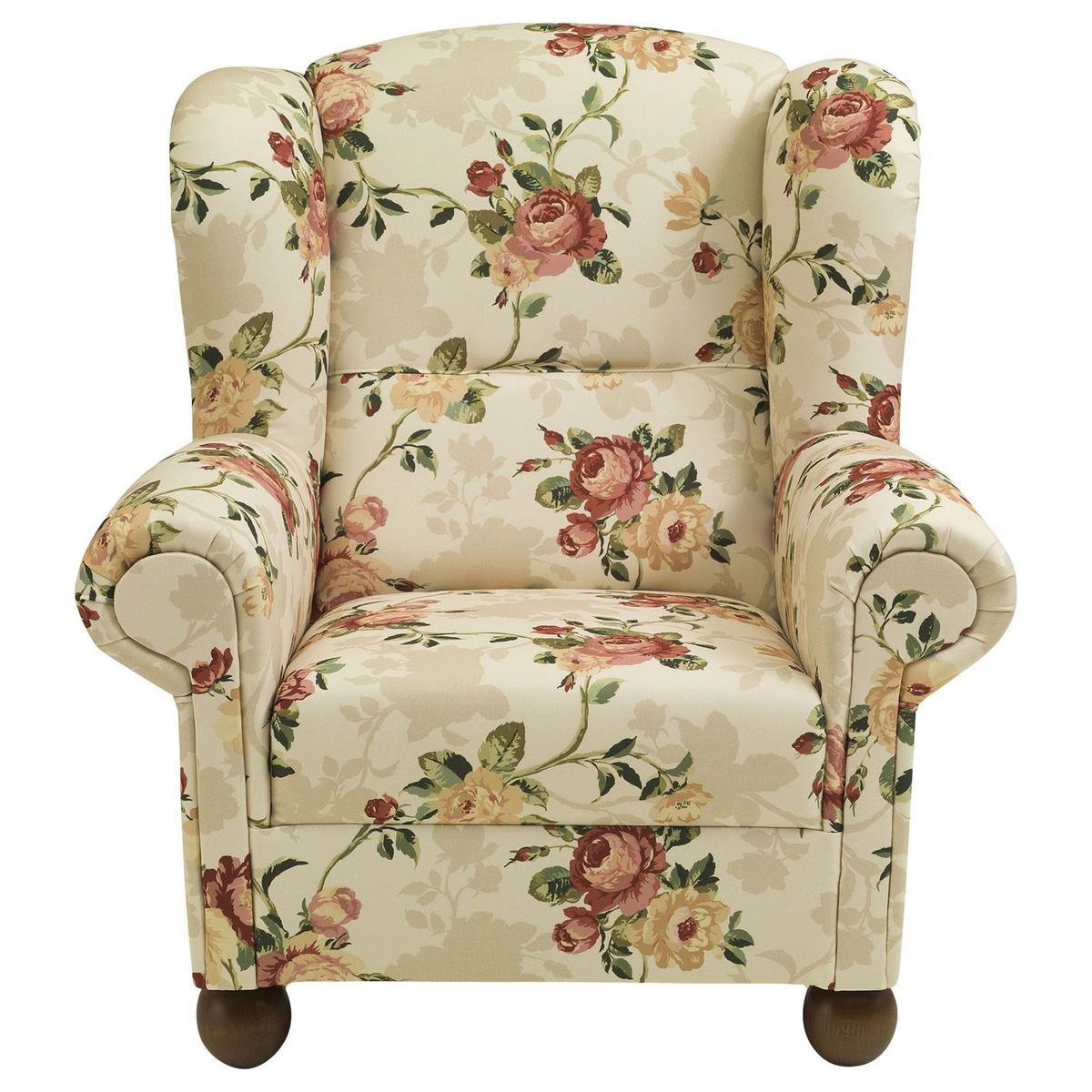 OHRENBACKENSESSEL Kasha Bezug Flachgewebe Buche nussbaum dunkel / multi - Dunkelbraun/Naturfarben, Kunststoff (93/103/87cm) - 58aufmkessel