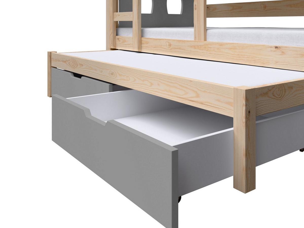 ETAGENBETT LEONE mit Bettkasten 80x180 cm Kieferfarben - Kieferfarben/Grau, Holz (80/180cm) - MASSENO