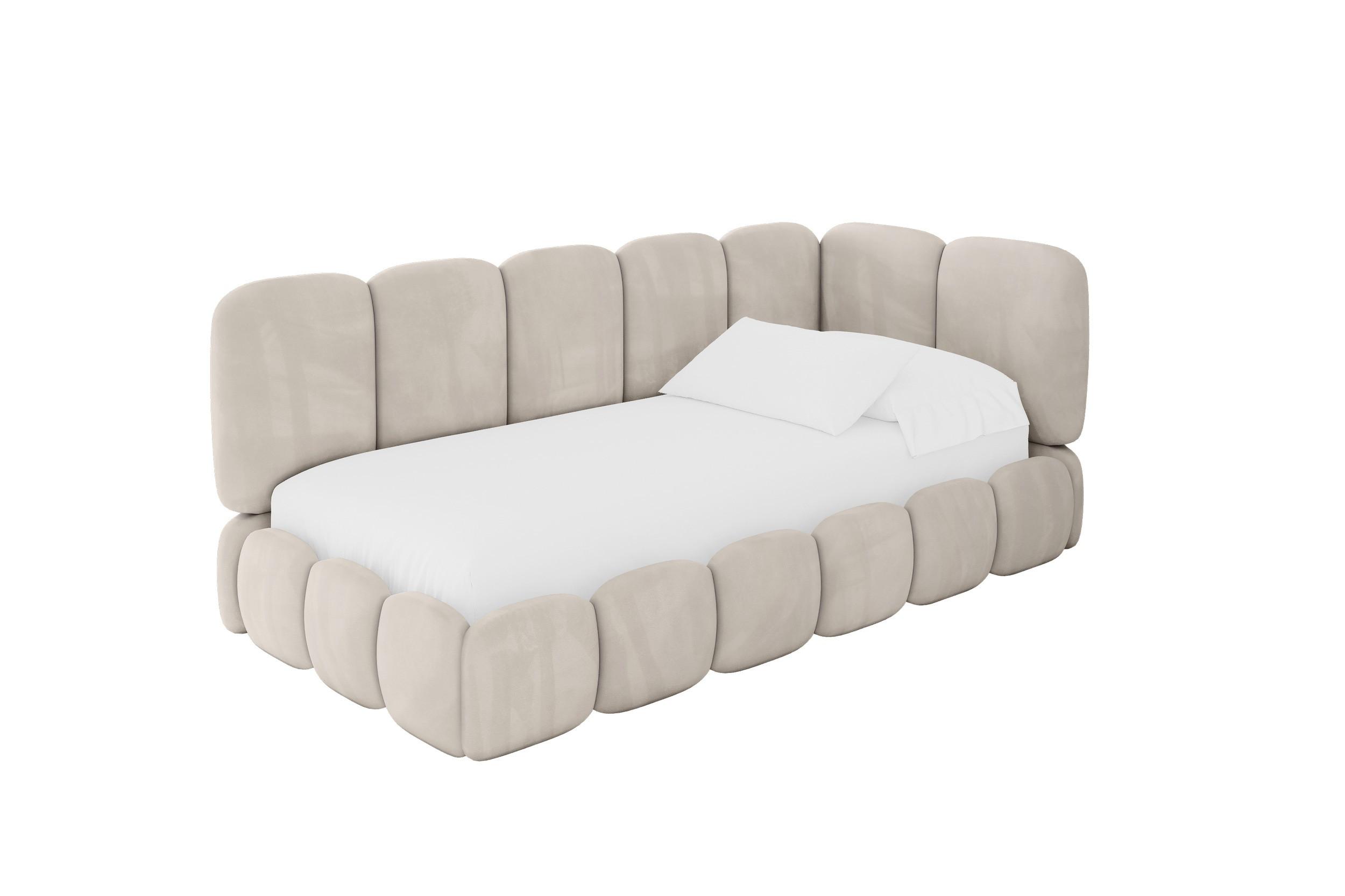 EINZELLBETT Jugendbett mit Bettkasten und Matratze H3/H4, Links - AVRY 90x200 Beige - Ecru/Beige, Holzwerkstoff/Textil (90/200cm) - ALTDECOR