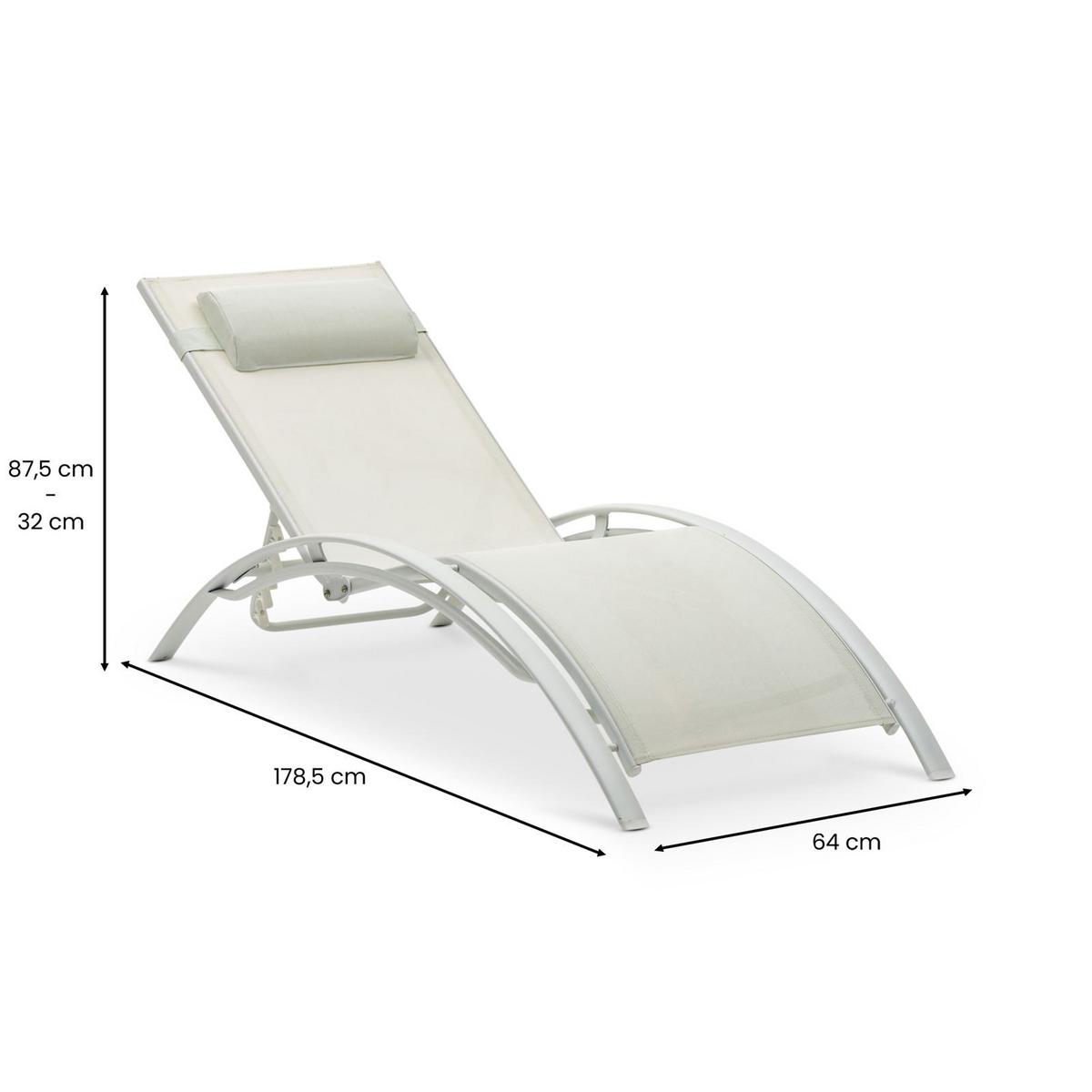 GARTENLIEGE RELAX - Creme, Textil/Metall (179/88/64cm) - IDIMEX