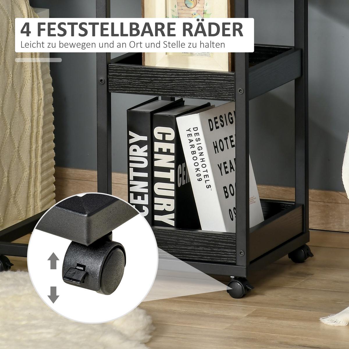 BEISTELLTISCH, Couchtisch mit Rollen, Ablage, im Industrie-Stil, 51 x 33 x 66 cm - Braun, Metall (51/33/66cm) - HOMCOM