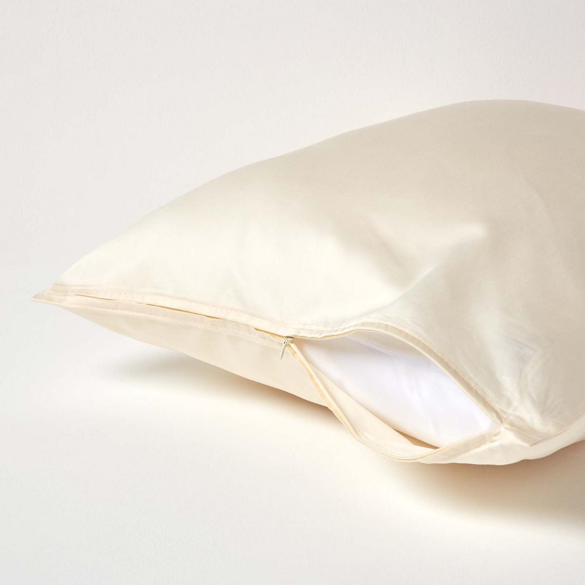 BIO-KISSENBEZUG Satin, Fadendichte 400 - Creme, Textil (60/60cm) - Homescapes