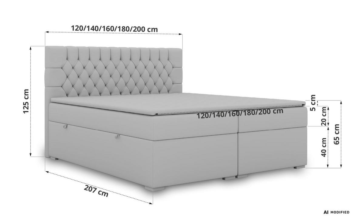 BOXBETT PERA 120/200 Braun Velvet - H3 - Braun, Holz/Textil (120/200cm) - MKS