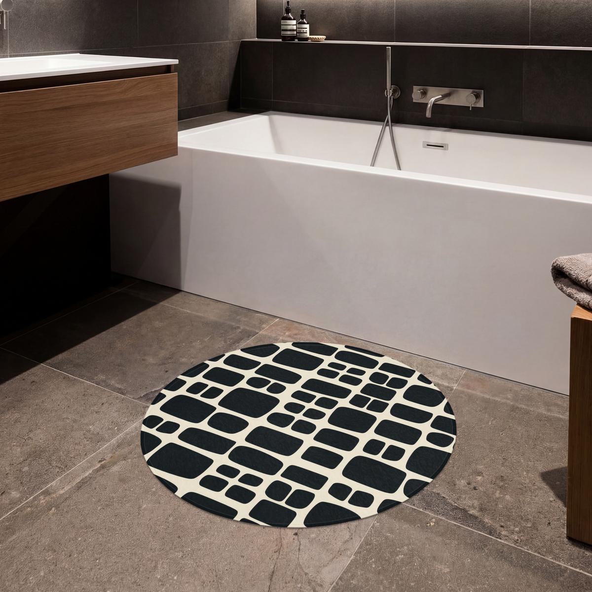 BADEMATTE Modern - Bio - Schwarz Badvorleger 70x70 cm - Anthrazit, Textil (70/70cm) - OnlyWow