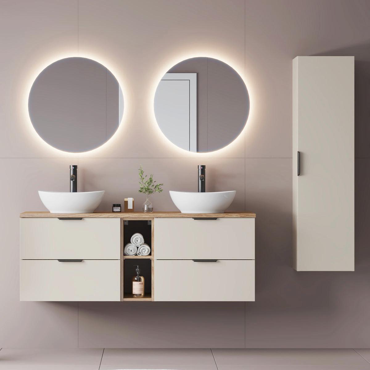 WASCHTISCHUNTERSCHRANK 140.6cm Astrid Kaschmir und Holz - Beige, Holzwerkstoff (140.6/52.2/46.5cm) - Petits-meubles
