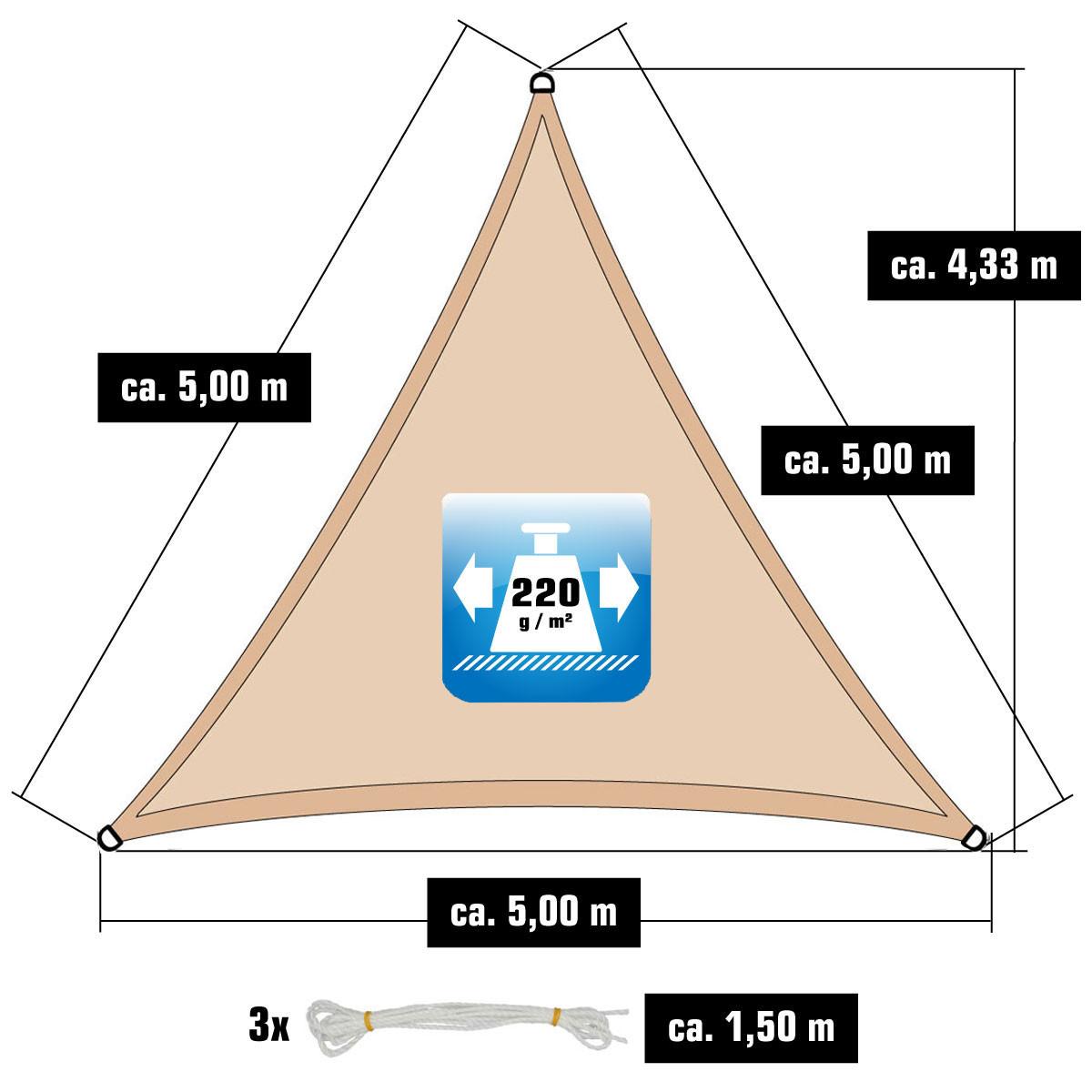 SONNENSEGEL Luftdurchlässig 500 cm Beige - Beige, Kunststoff (500/500cm) - Amanka