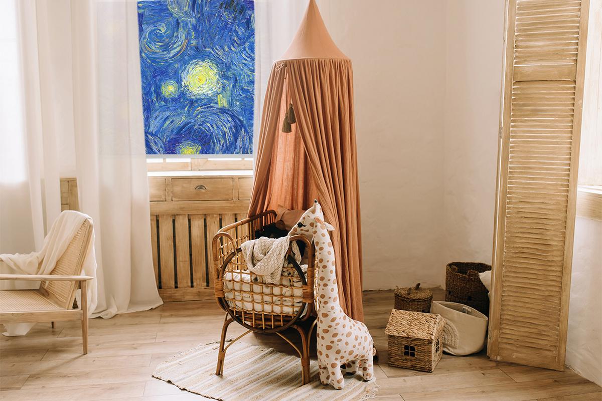 INNENROLLO - Fensterrollo - Rollo - 100x100 cm - Gemaltes blaues Bild - Blau, Kunststoff (100/100/0.5cm) - TULUP