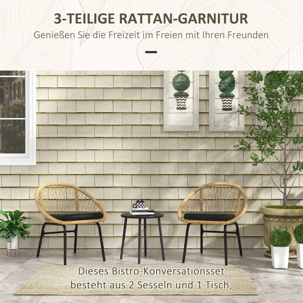 GARTENMÖBEL-SET für Balkon, Terrasse, Polyester, Gelb - Gelb, Kunststoff - Outsunny