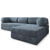 ECKSOFA ETERA modulares Boneless Sofa mit Schlaffunktion Grau Kordstoff - Blaugrau, Textil (270/160cm) - MASSENO