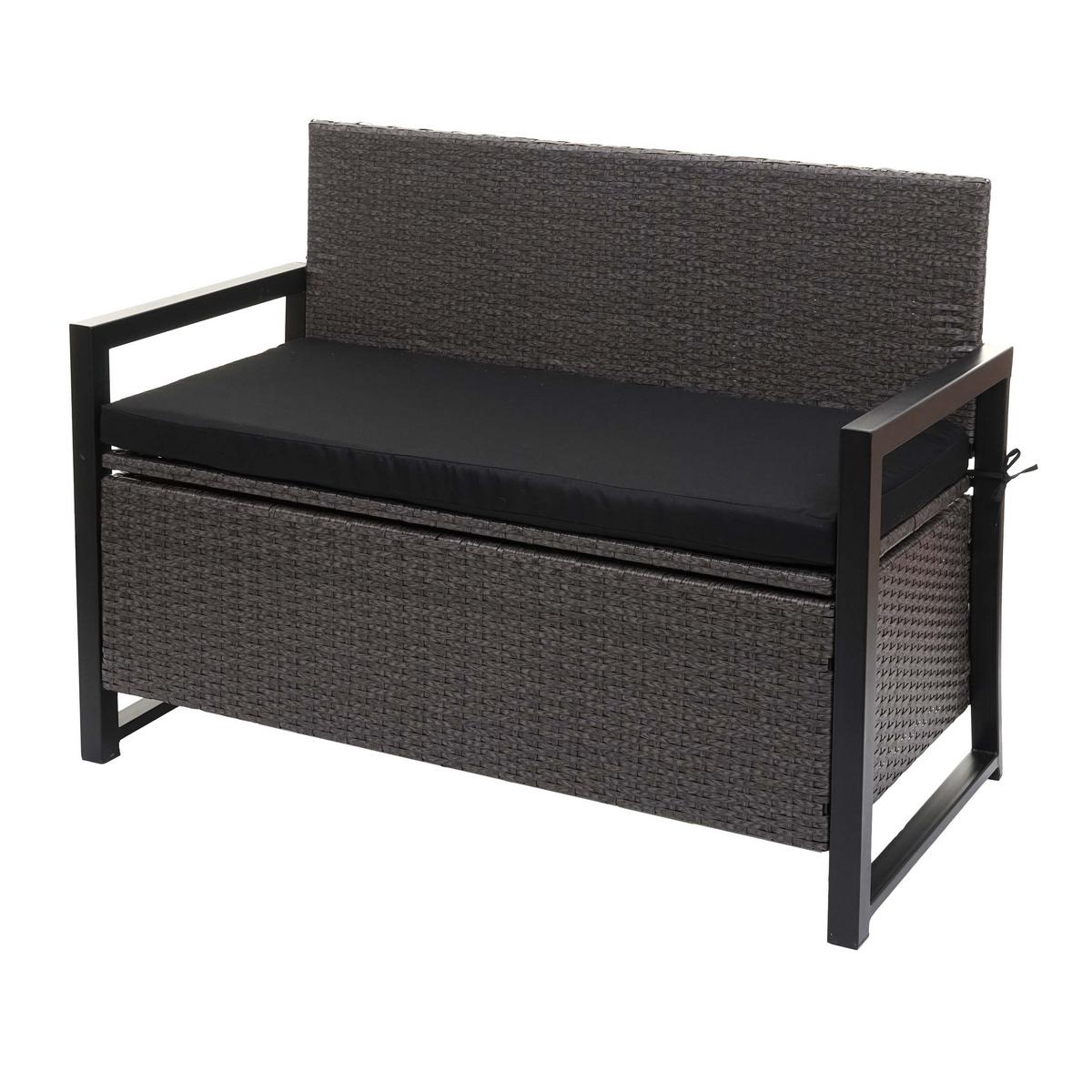POLY-RATTAN 2ER SITZBANK Grau, Schwarz - Schwarz/Grau, Kunststoff (117/87/57cm) - MCW
